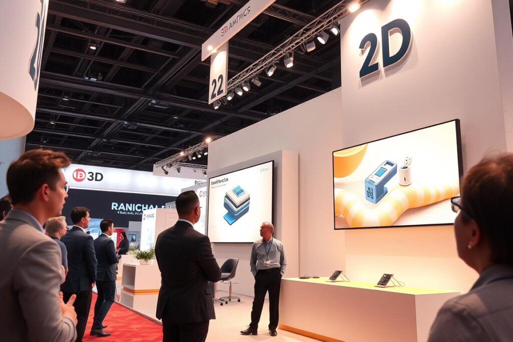 Animacja 3D na stoisku targowym przyciągająca uwagę zwiedzających Animacja 3D na stoisku targowym przyciągająca uwagę zwiedzających